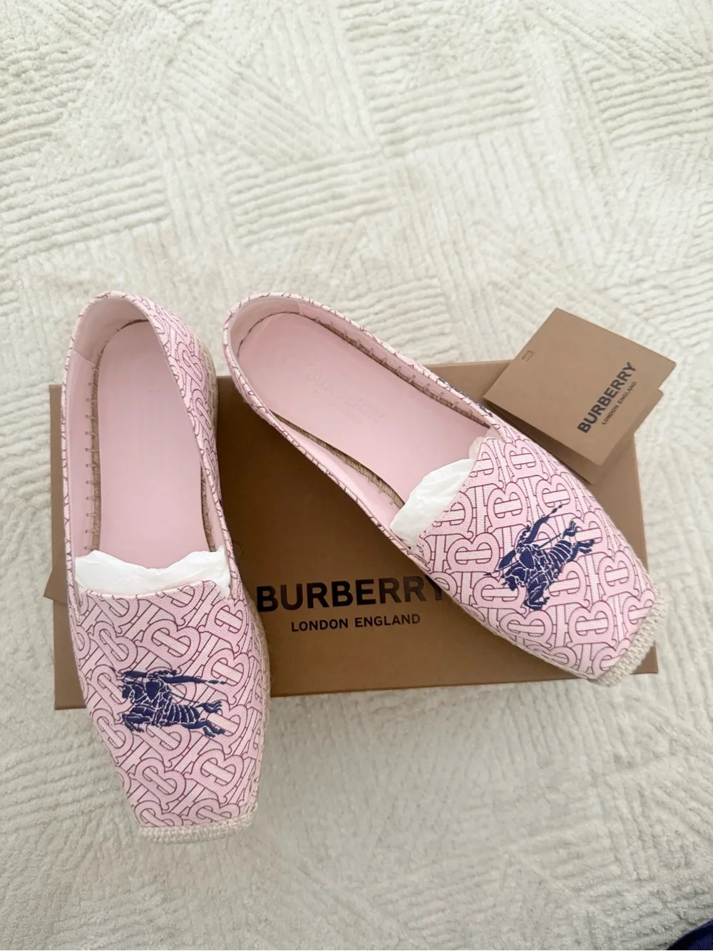 Burberry Pink Monogram Espadrilles w/ Box | Women’s Size 6.5